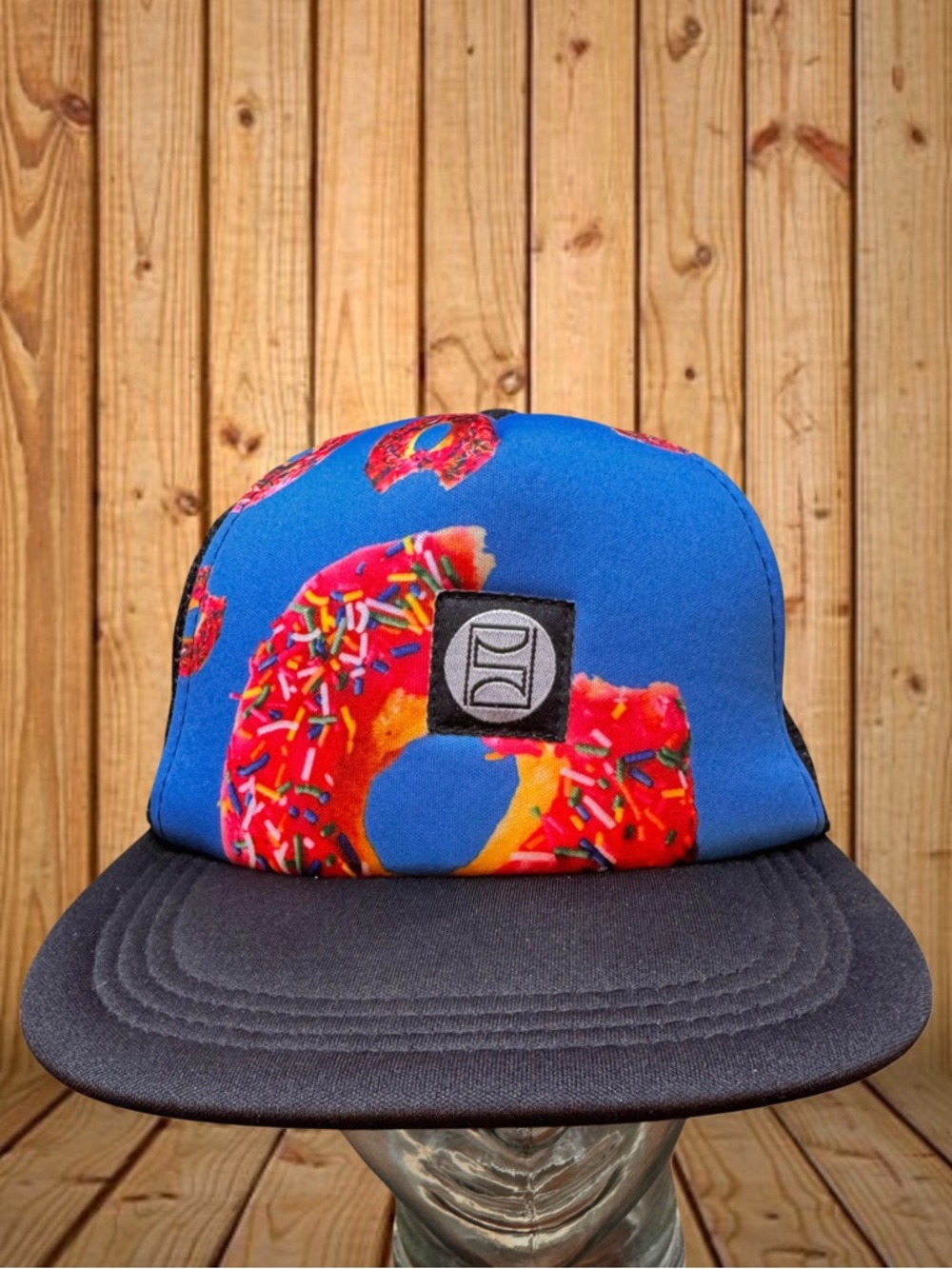 PSD Brand Doughnut  Print Trucker Cap Mesh And Foam SnapBack Black, Blue, Pink